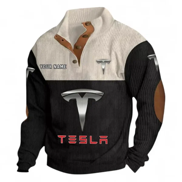 Electric Car Men's Stand Up Collar Base Shirt CAR480 - Black