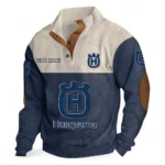 Off-Road Motorcycle Men's Stand Up Collar Base Shirt CAR480 - Navy Blue