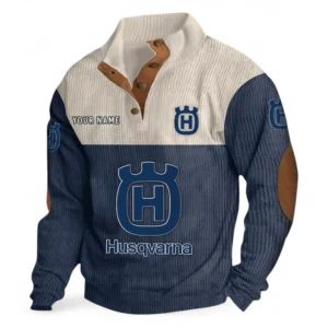 Off-Road Motorcycle Men's Stand Up Collar Base Shirt CAR480 - Navy Blue