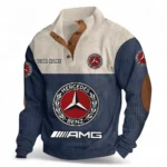 Sport-Inspired Sedan Men's Stand Up Collar Base Shirt CAR480 - Navy Blue
