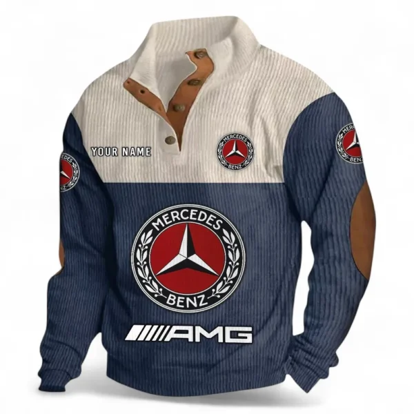 Sport-Inspired Sedan Men's Stand Up Collar Base Shirt CAR480 - Navy Blue