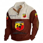 Street Racing Style Men's Stand Up Collar Base Shirt CAR480 - Dark Red