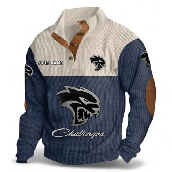Retro Muscle Vehicle Men's Stand Up Collar Base Shirt CAR480 - Navy Blue