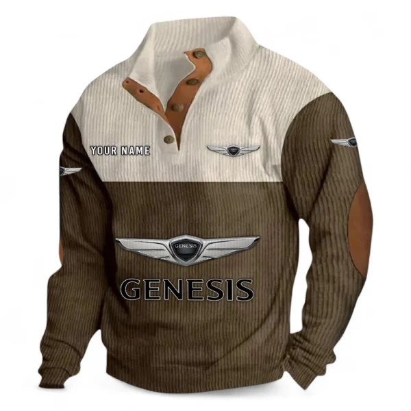 Grand Touring Auto Men's Stand Up Collar Base Shirt CAR480 - Brown