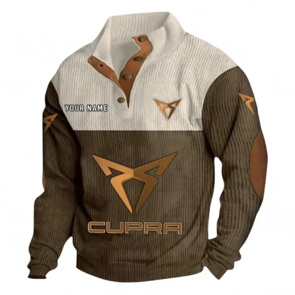 Racing-Inspired Car Men's Stand Up Collar Base Shirt CAR480 - Brown