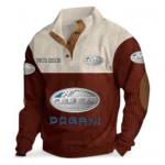 Supercar Men's Stand Up Collar Base Shirt CAR480 - Dark Red