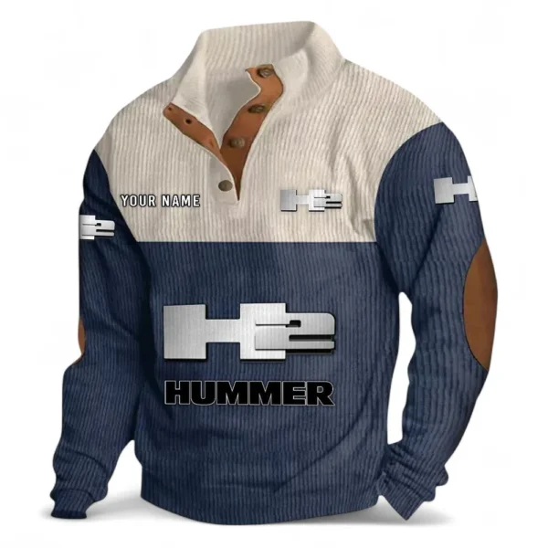 Off-Road SUV Men's Stand Up Collar Base Shirt CAR480 - Navy Blue