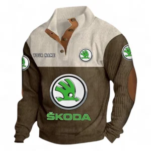 City-Friendly Automobile Men's Stand Up Collar Base Shirt CAR480 - Brown