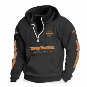Cruiser Motorcycle Casual Stand Up Collar Hoodie CAR481 - Black