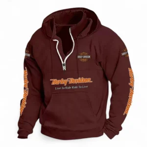 Touring Motorbike Casual Stand Up Collar Hoodie CAR481 - Deep Red