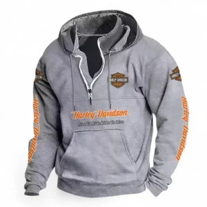 Heavyweight Cruiser Casual Stand Up Collar Hoodie CAR481 - Light Grey