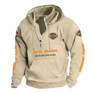 Custom Motorcycle Casual Stand Up Collar Hoodie CAR481 - Off White