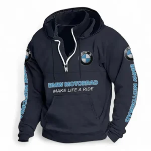 Touring Bike Casual Stand Up Collar Hoodie CAR481 - Dark Blue