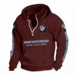 Cruiser Bike Casual Stand Up Collar Hoodie CAR481 - Deep Red