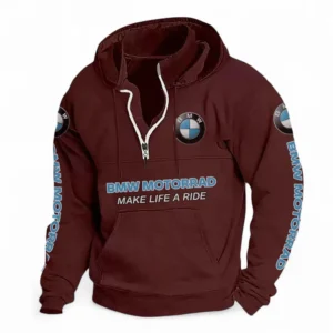 Cruiser Bike Casual Stand Up Collar Hoodie CAR481 - Deep Red