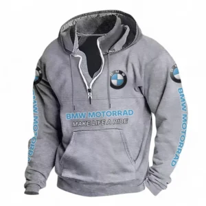 Dual-Sport Motorcycle Casual Stand Up Collar Hoodie CAR481 - Light Grey