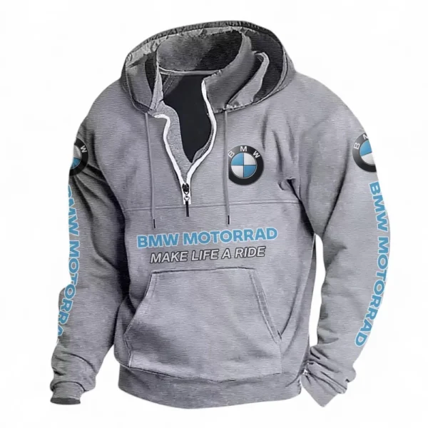 Dual-Sport Motorcycle Casual Stand Up Collar Hoodie CAR481 - Light Grey