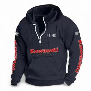 Ninja Bike Casual Stand Up Collar Hoodie CAR481 - Dark Blue