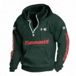 Performance Motorcycle Casual Stand Up Collar Hoodie CAR481 - Dark Green