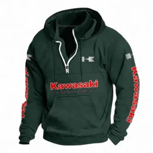 Performance Motorcycle Casual Stand Up Collar Hoodie CAR481 - Dark Green
