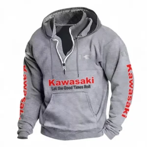 Off-Road Machine Casual Stand Up Collar Hoodie CAR481 - Light Grey