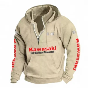 Adventure Motorcycle Casual Stand Up Collar Hoodie CAR481 - Off White