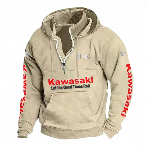 Adventure Motorcycle Casual Stand Up Collar Hoodie CAR481 - Off White