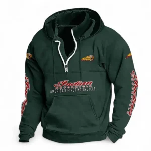 Retro Touring Motorcycle Casual Stand Up Collar Hoodie CAR481 - Dark Green
