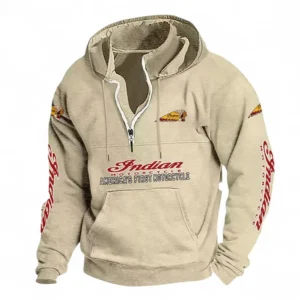 Old-School Cruiser Casual Stand Up Collar Hoodie CAR481 - Off White