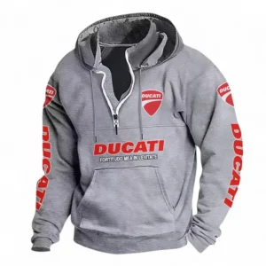 Agile Street Fighter Casual Stand Up Collar Hoodie CAR481 - Light Grey