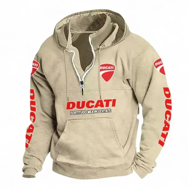 Sleek Superbike Casual Stand Up Collar Hoodie CAR481 - Off White