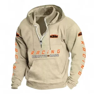Dirt Motorcycle Casual Stand Up Collar Hoodie CAR481 - Off White