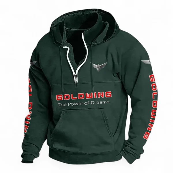 Long-Distance Bike Casual Stand Up Collar Hoodie CAR481 - Dark Green
