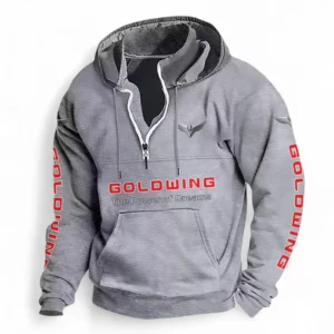 Highway Motorcycle Casual Stand Up Collar Hoodie CAR481 - Light Grey