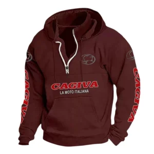 Urban Street Bike Casual Stand Up Collar Hoodie CAR481 - Deep Red