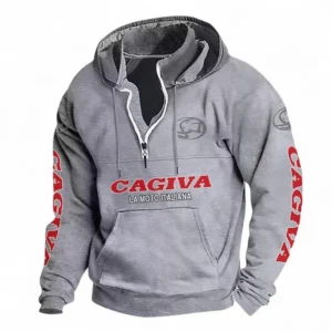 Lightweight Motorcycle Casual Stand Up Collar Hoodie CAR481 - Light Grey