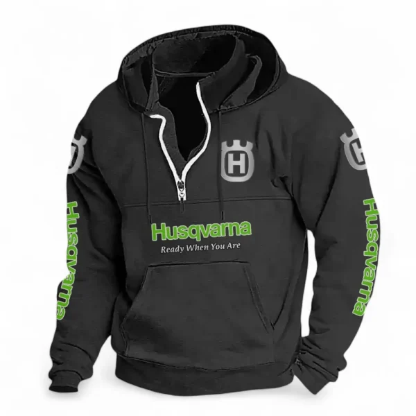 Off-Road Motorcycle Casual Stand Up Collar Hoodie CAR481 - Black