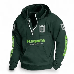 Motocross Ride Casual Stand Up Collar Hoodie CAR481 - Dark Green