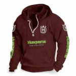 Dual-Sport Motorcycle Casual Stand Up Collar Hoodie CAR481 - Deep Red