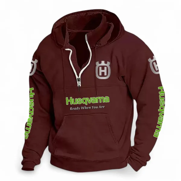 Dual-Sport Motorcycle Casual Stand Up Collar Hoodie CAR481 - Deep Red