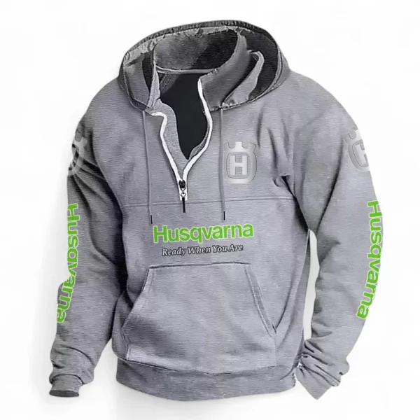 Adventure Motorbike Casual Stand Up Collar Hoodie CAR481 - Light Grey