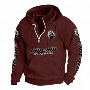 Recreational Quad Casual Stand Up Collar Hoodie CAR481 - Deep Red