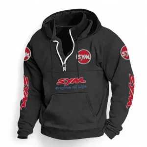 Scooter Ride Casual Stand Up Collar Hoodie CAR481 - Black