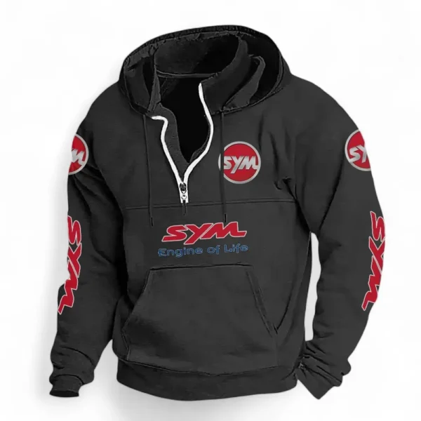 Scooter Ride Casual Stand Up Collar Hoodie CAR481 - Black