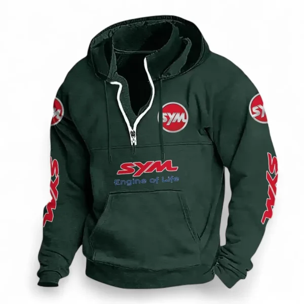 Lightweight Scooter Casual Stand Up Collar Hoodie CAR481 - Dark Green