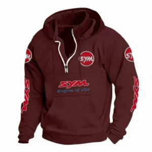 City Two-Wheeler Casual Stand Up Collar Hoodie CAR481 - Deep Red