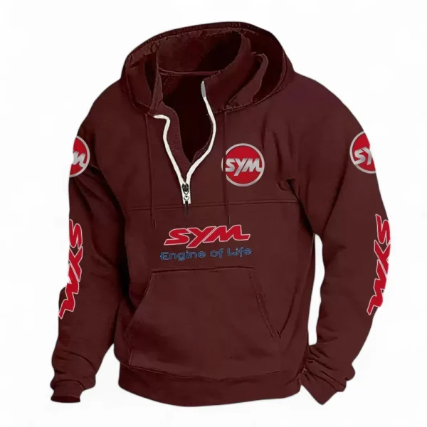 City Two-Wheeler Casual Stand Up Collar Hoodie CAR481 - Deep Red