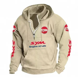 Daily Commuter Bike Casual Stand Up Collar Hoodie CAR481 - Off White