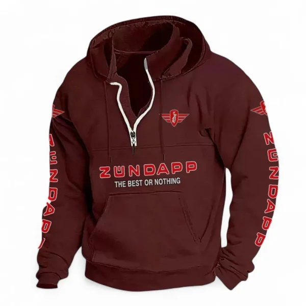Heritage Motorcycle Casual Stand Up Collar Hoodie CAR481 - Deep Red