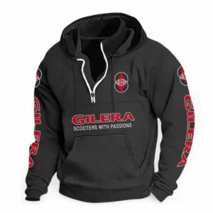 Sporty Scooter Casual Stand Up Collar Hoodie CAR481 - Black
